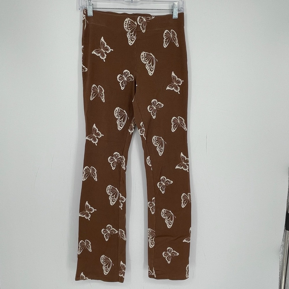 PacSun Women's Brown Bamboo Stretch Butterfly Print Flare Leggings Size S